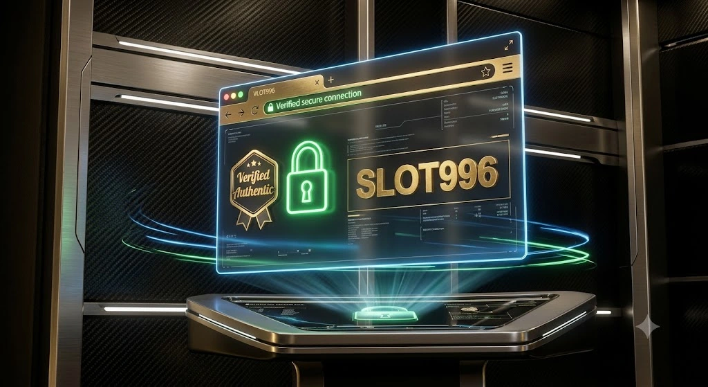 หน้าจอแสดงขั้นตอนการตรวจสอบลิงก์ SLOT996 ของจริงที่มาพร้อมสัญลักษณ์แม่กุญแจและระบบความปลอดภัย SSL